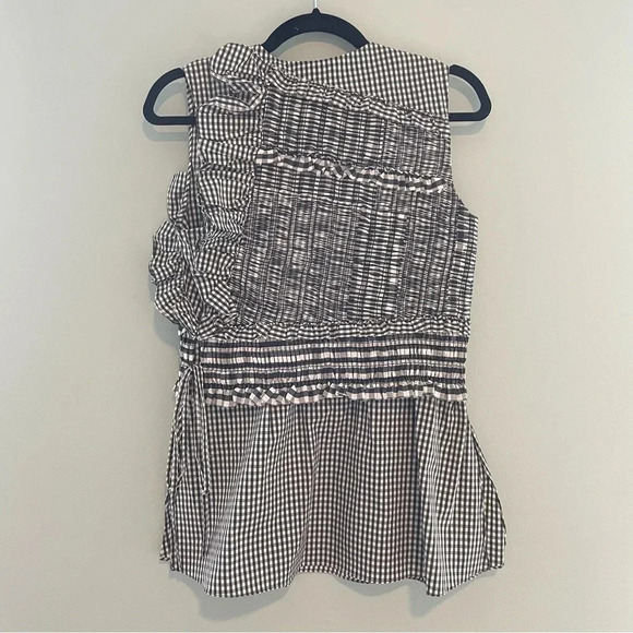 3.1 Phillip Lim Smocked Gingham Top Black/White 2 - Picture 8 of 15